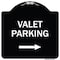 Signmission Valet Parking with Right Arrow Heavy-Gauge Aluminum Architectural Sign, 18" x 18", BW-1818-22749 A-DES-BW-1818-22749 - alternate 1